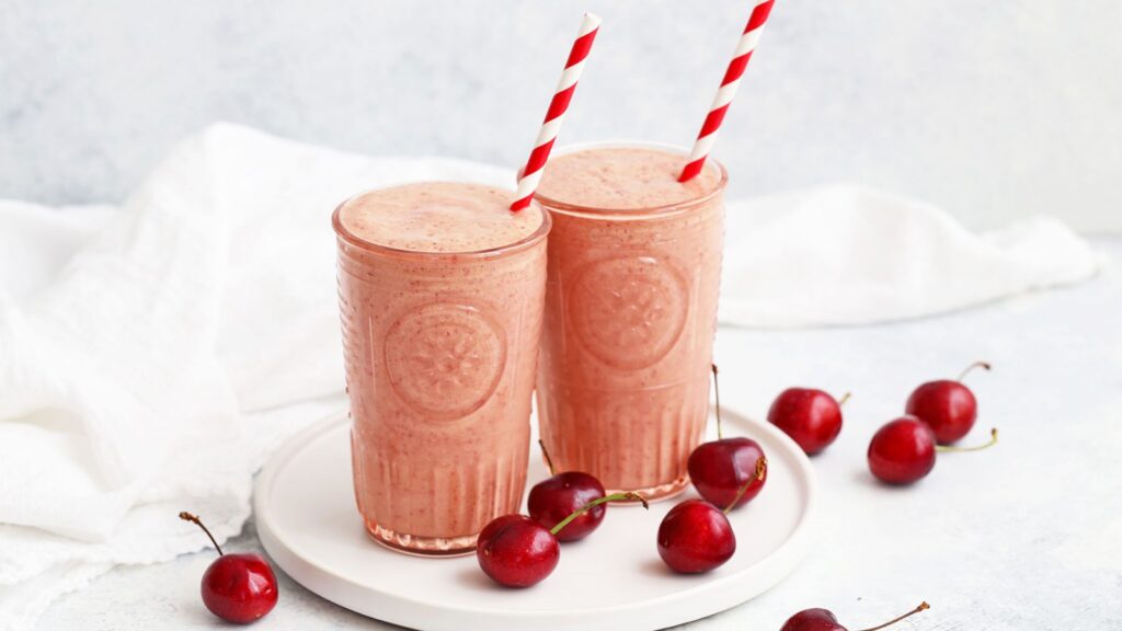 Cherries smoothie with yogurt