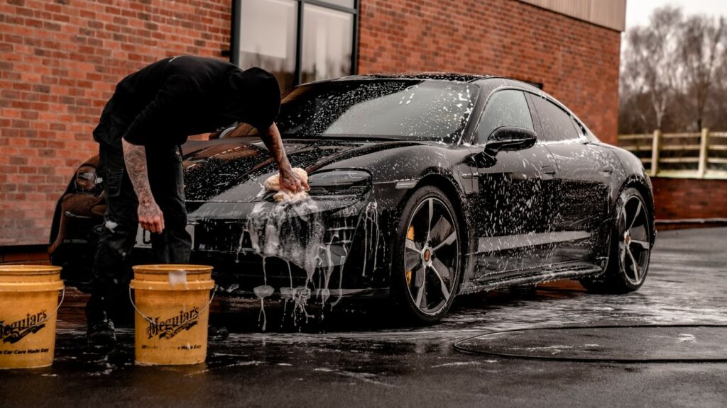 washing the car