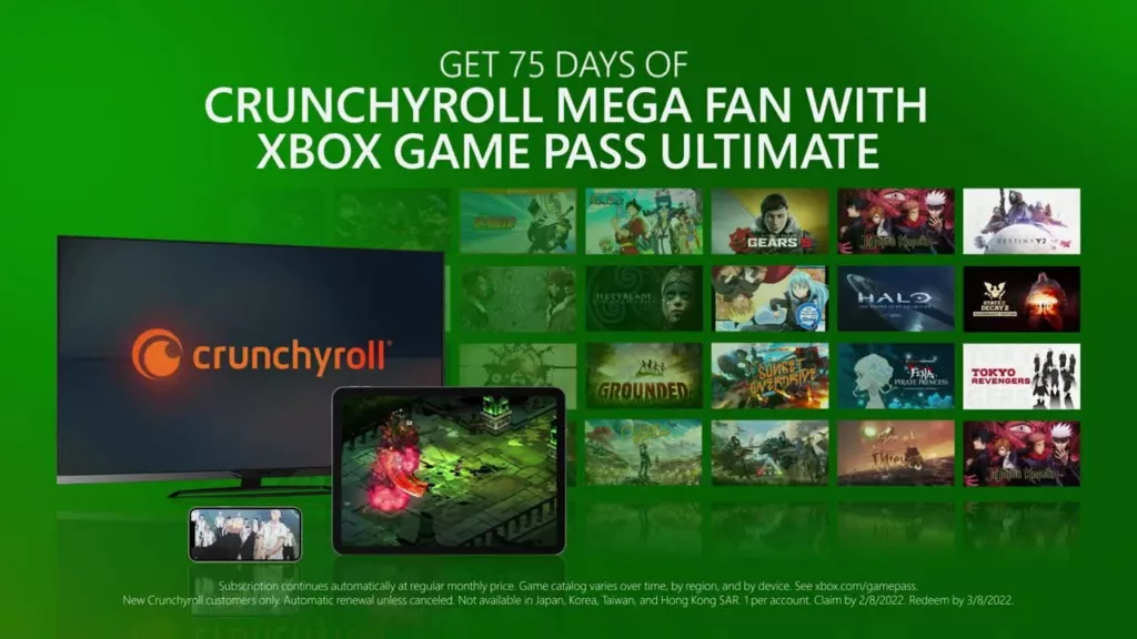 Crunchy roll and xbox game pass