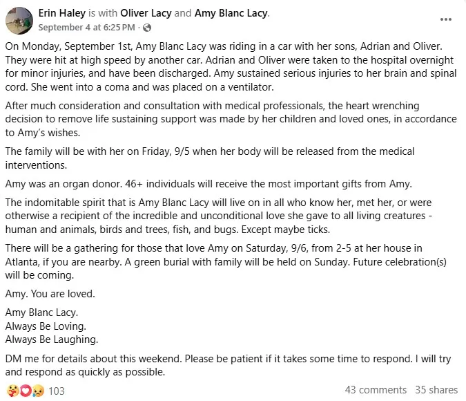 Walking Dead crew veteran Amy Blanc Lacy dies after Atlanta hit-and-run 42 Amy Blanc Lacy