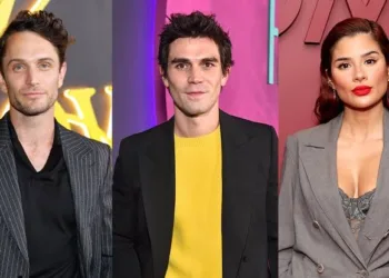 Colin Woodell, KJ Apa and Diane Guerrero